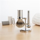 Бритвенный набор MUEHLE TRADITIONAL, хром, барсучий ворс высшей категории Silvertip, Т-образная бритва S-091-M-89 - фото 10164