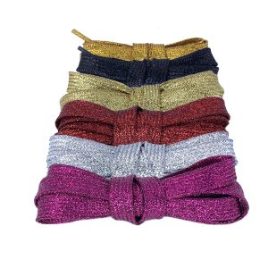 Плоские шнурки металлик  110 см