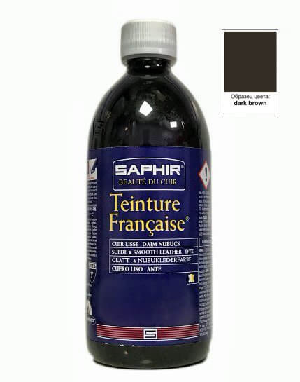 Teinture francaise Saphir краска для кожи универсальная 500 мл, темно-коричневый