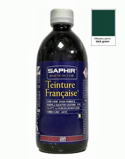 Teinture francaise Saphir краска для кожи универсальная 500 мл, темно-зеленый