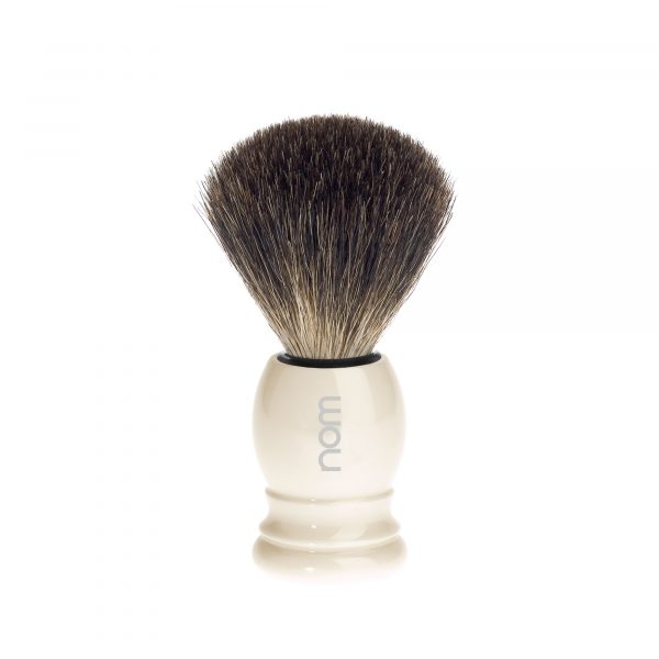 Помазок для бритья NOM, натуральный барсучий ворс, пластик цвета слоновой кости