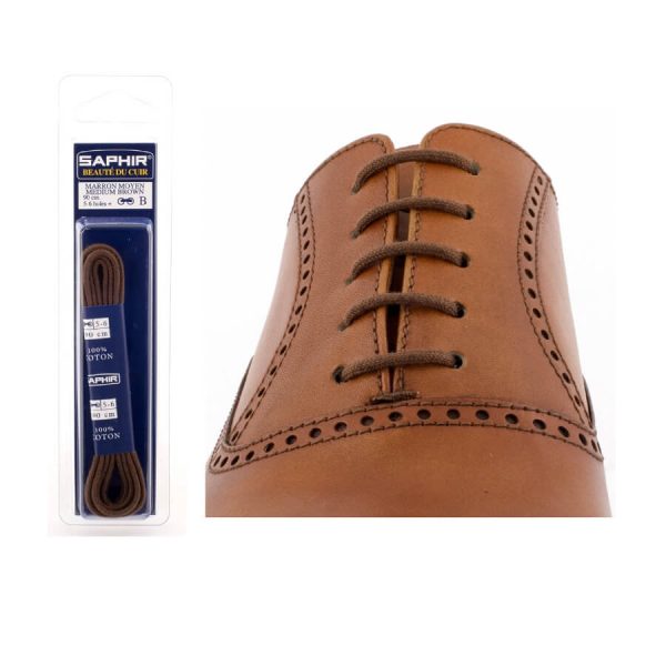 Круглые шнурки Saphir тонкие 45см (37 средне-коричневый)