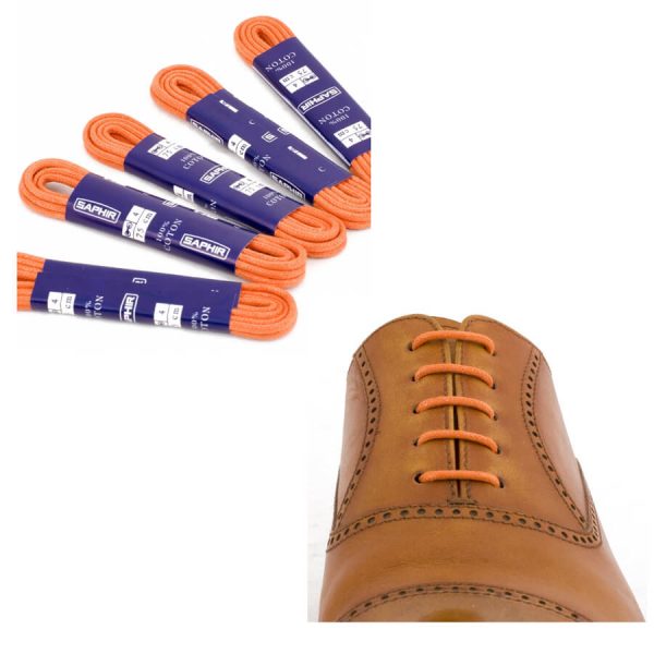 Тонкие вощеные круглые шнурки Saphir 75см (52 оранжевый)