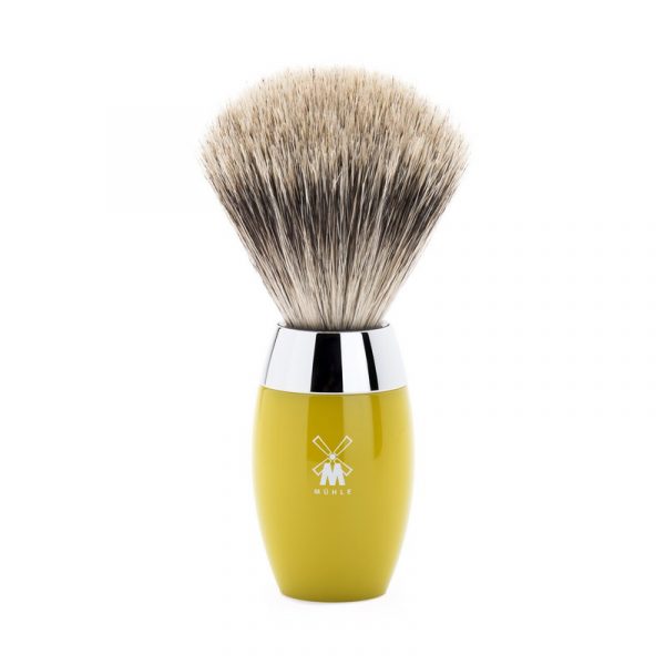 Помазок для бритья MUEHLE KOSMO, барсучий ворс категории Fine, смола лимонного цвета