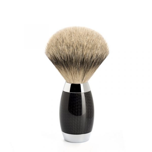 Помазок для бритья MUEHLE EDITION, барсучий ворс высшей категории Silvertip, карбон