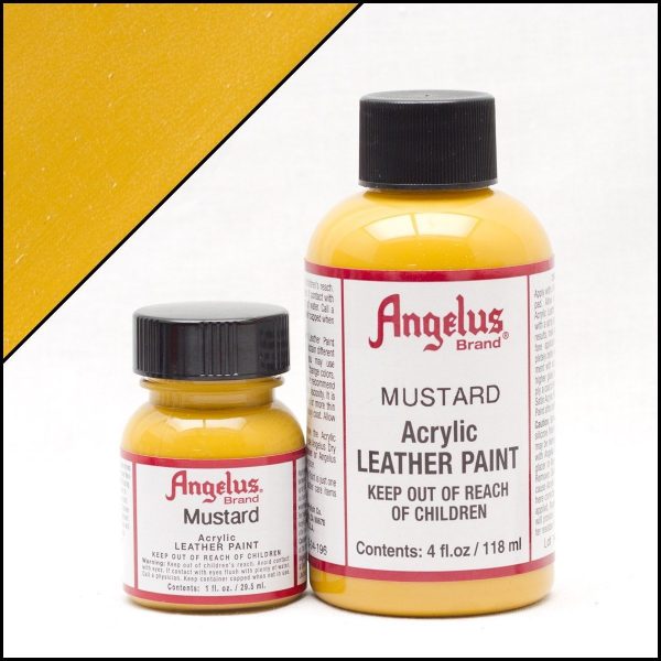 Желтая краска для кожи Angelus 4 oz с горчичным оттенком, укрывная — Mustard 196
