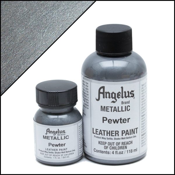Серебряная краска металлик для обуви Angelus Metallic 4 oz — Pewter 143