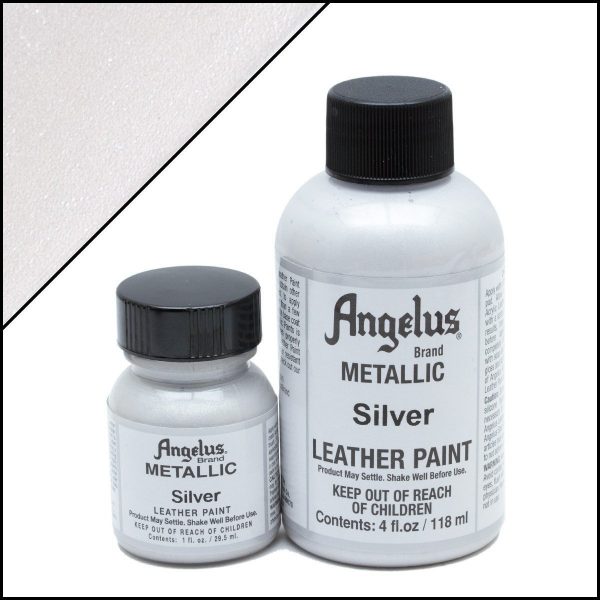 Серебряная краска металлик для обуви Angelus Metallic 4 oz (118 мл)