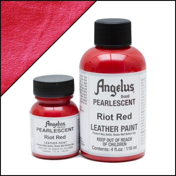 Красная перламутровая краска для обуви Angelus Pearlescent 4 oz — Riot Red 451