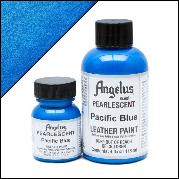 Синяя перламутровая краска для обуви Angelus Pearlescent 4 oz — Pacific Blue 452