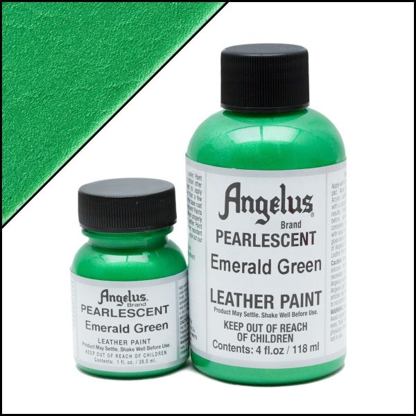 Зеленая перламутровая краска для обуви Angelus Pearlescent 4 oz — Emerald Green 457