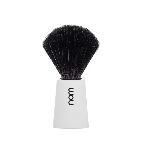 Помазок для бритья NOM CARL, черная фибра, белый пластик