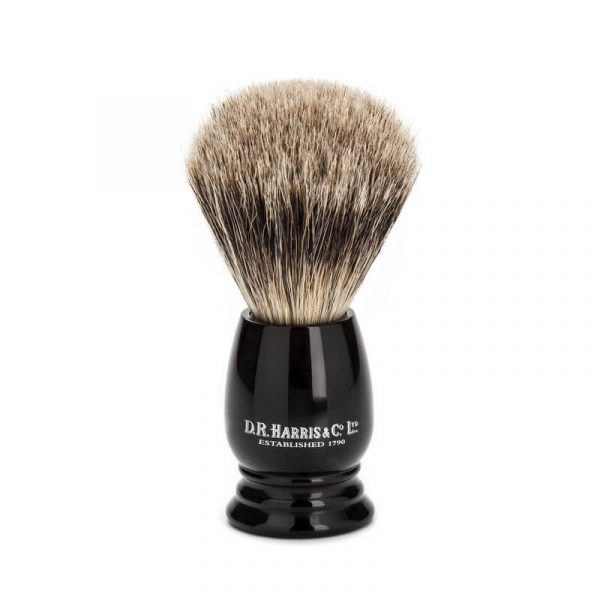 Помазок для бритья D. R. Harris S2, барсучий ворс категории Super, размер M, черная смола