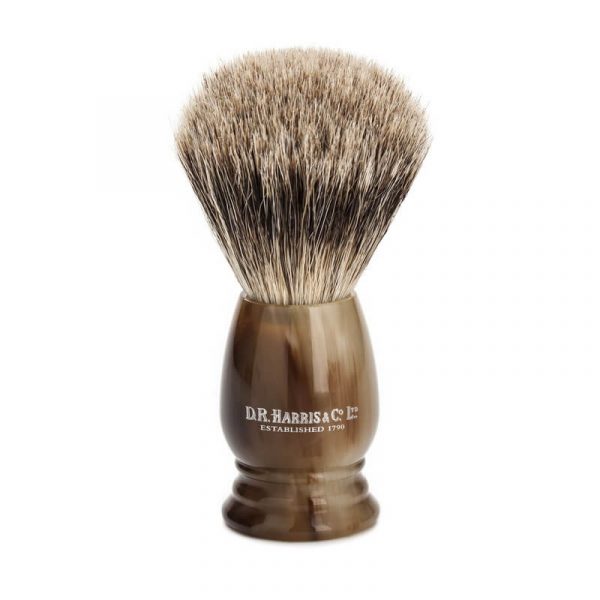 Помазок для бритья D. R. Harris S3, барсучий ворс категории Super, размер L, смола, цвет рога
