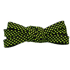 Шнурки двухцветные плоские черно-зеленые неон 100 см