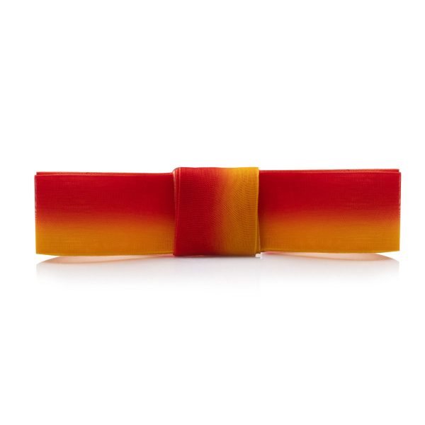 Шнурки из органзы двухцветные 120 см — красно-желтые