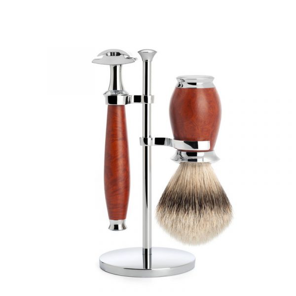 Бритвенный набор MUEHLE PURIST, бриар, барсучий ворс высшей категории Silvertip, Т-образная бритва