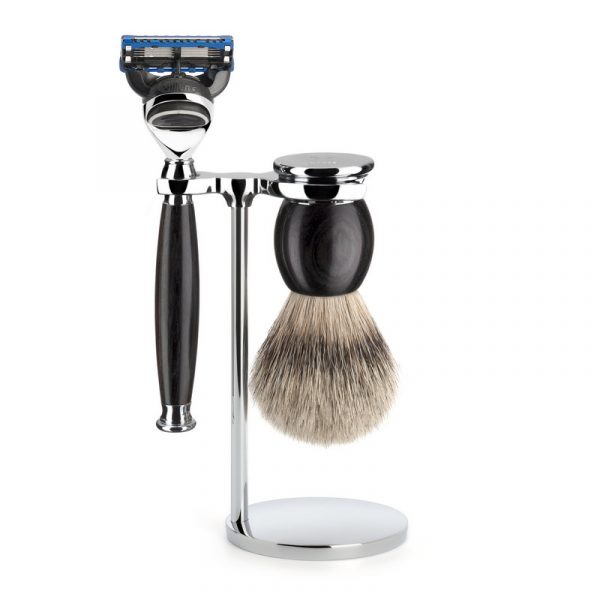 Бритвенный набор MUEHLE SOPHIST, африканское черное дерево, барсучий ворс высшей категории Silvertip, бритва Fusion