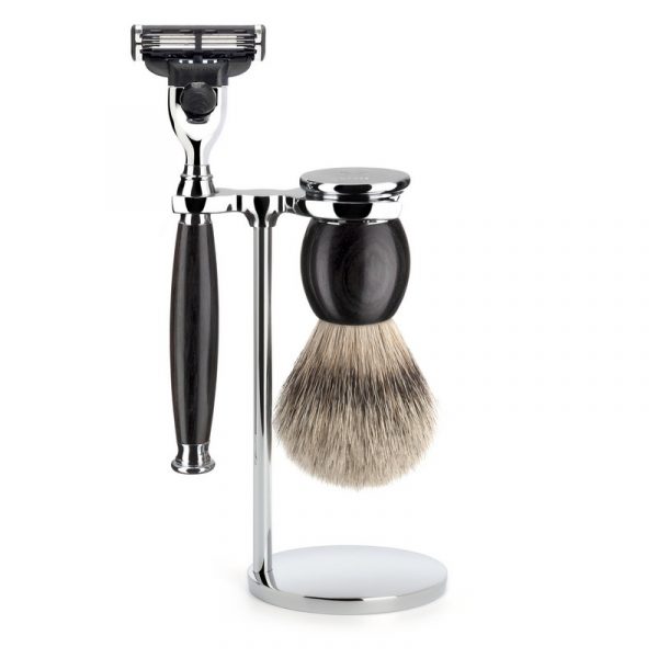 Бритвенный набор MUEHLE SOPHIST, африканское черное дерево, барсучий ворс высшей категории Silvertip, бритва Mach3