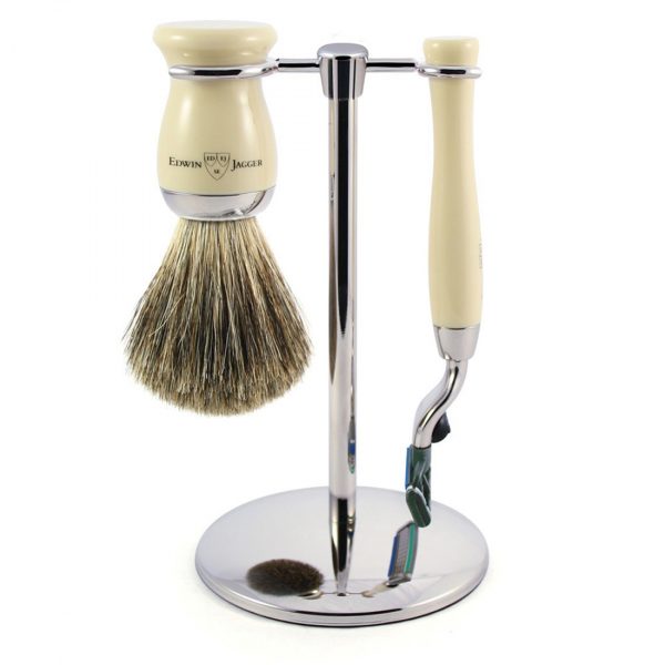 Набор для бритья с помазком Edwin Jagger слоновая кость Mach 3