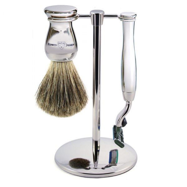 Набор для бритья с помазком Edwin Jagger хром Mach 3